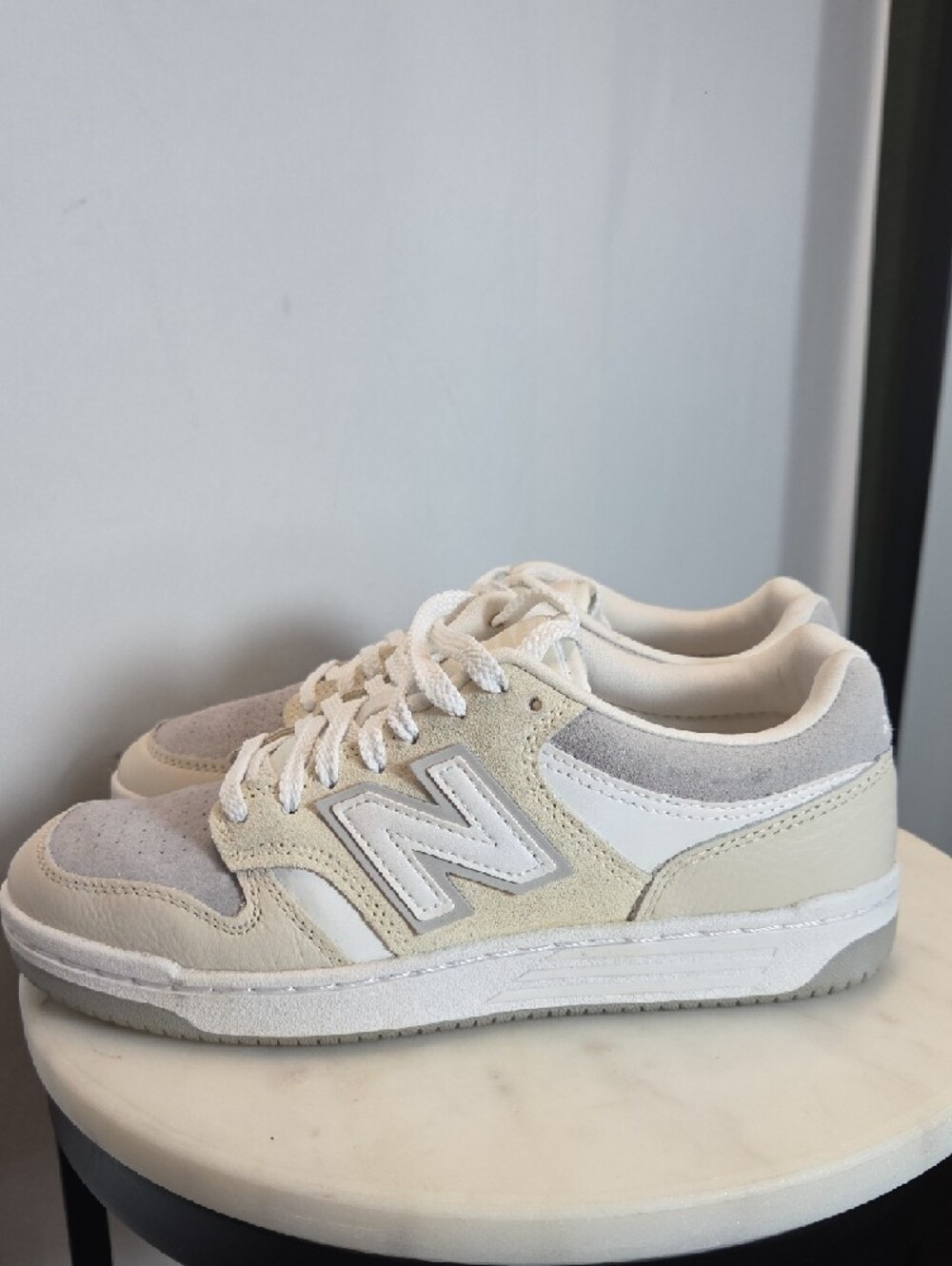 New Balance 480 Suede & Leather Low-Top Sneakers In Rain Cloud / Linen Size 7W - Picture 5 of 8